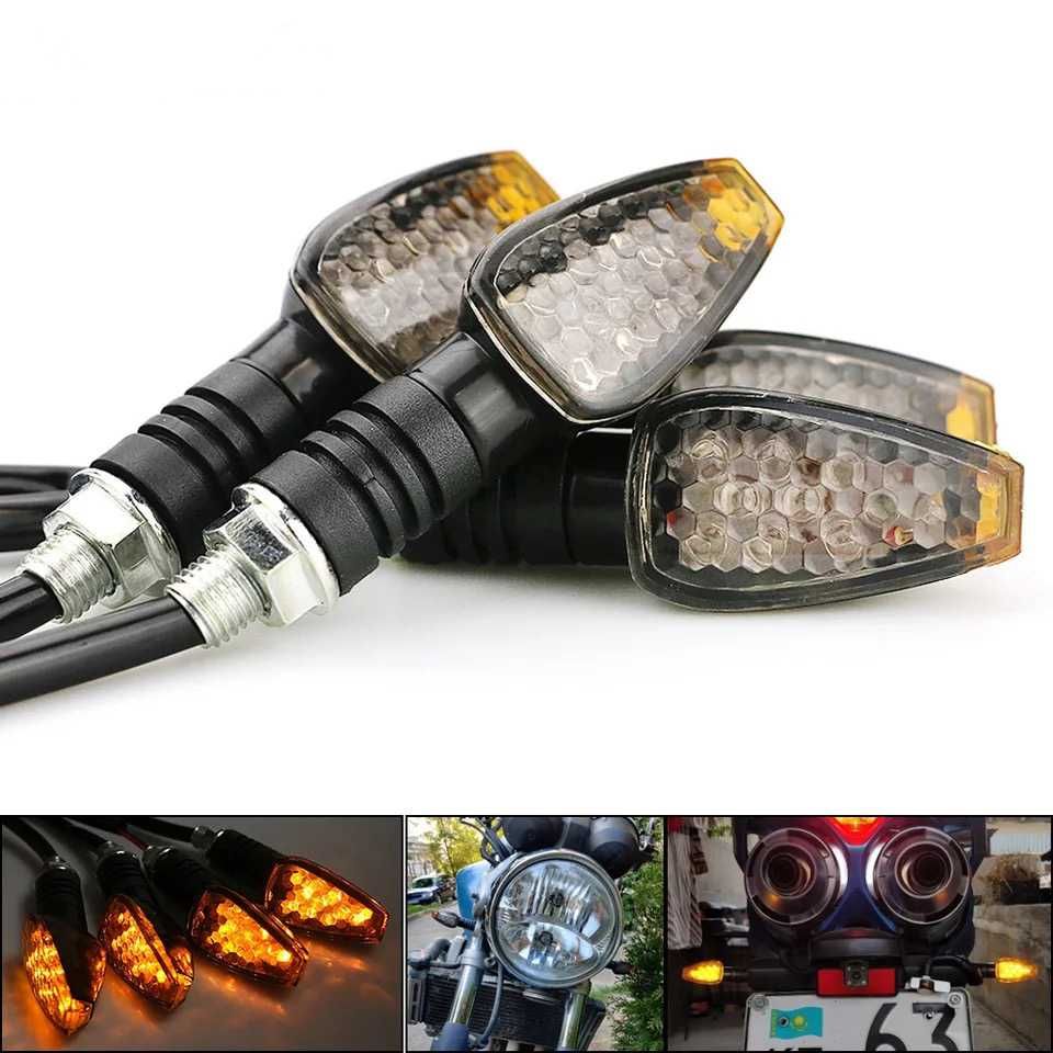 Par piscas LED curtos largos moto cafe racer