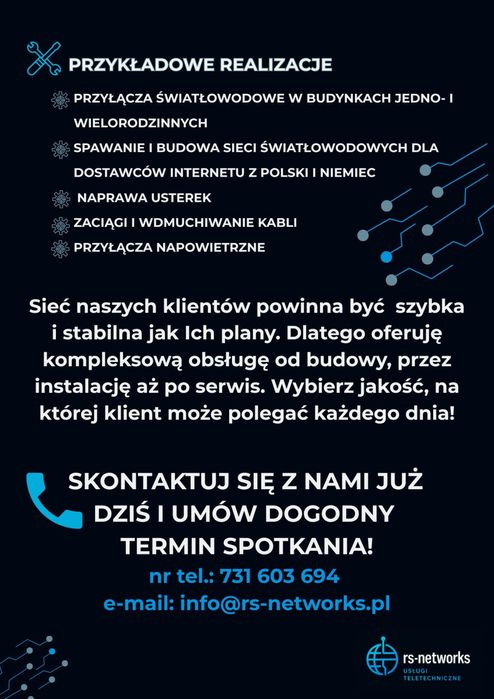 Światłowody, naprawa, budowa, instalacje, poprawa jakości internetu