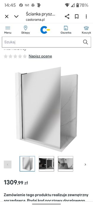 Ścianka prysznicowa lustro