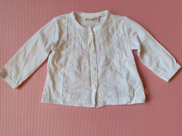 Biała bluzeczka elegancka firmy Coccodrillo rozmiar 62 cm