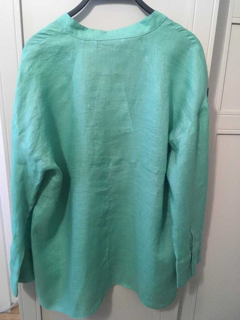 ZARA koszula asymetryczna 100% len w kolorze zielonym XS NOWA