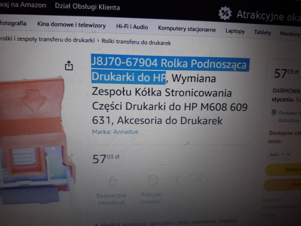 Rolka podnoszące papier hp