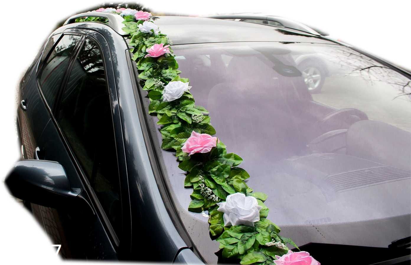 DUŻA Rustykalna dekoracja ślubna na samochód ozdoba na auto 177