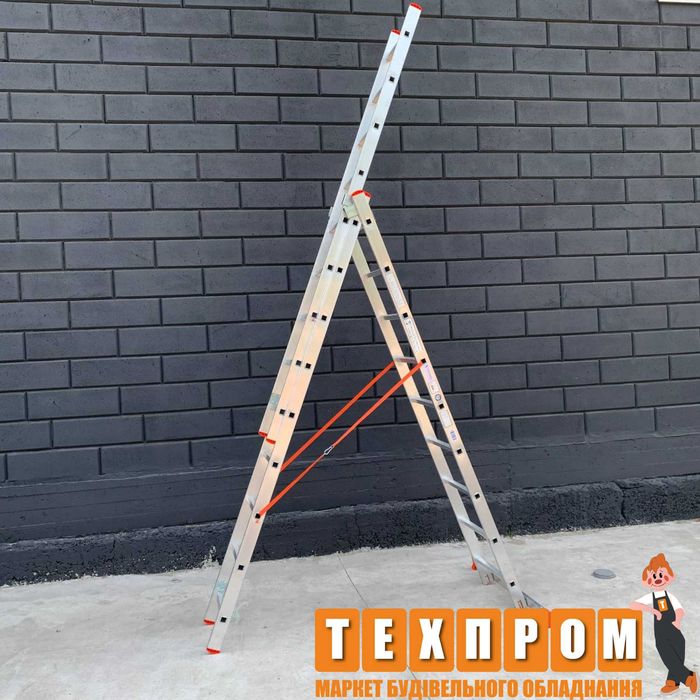 Алюмінієва драбина приставна, 2х та 3х секційна, стрем'янка. Знижки