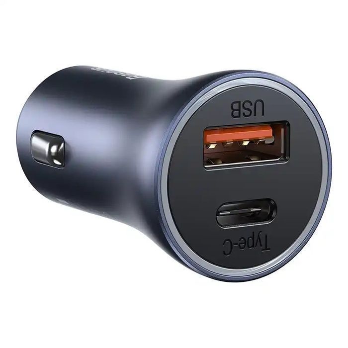 (Szara) Usb-C (Czarny) Ładowarka Contactor Usb-C, Qc4.0+, Samochodowa