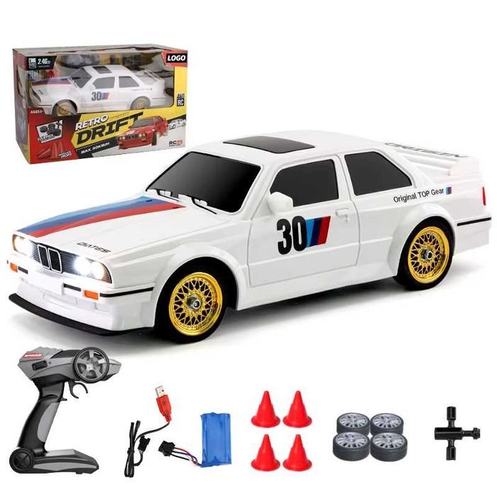 Машинка для дрифта BMW Е30 на радиоуправлении Белая. Дрифт машинка БМВ