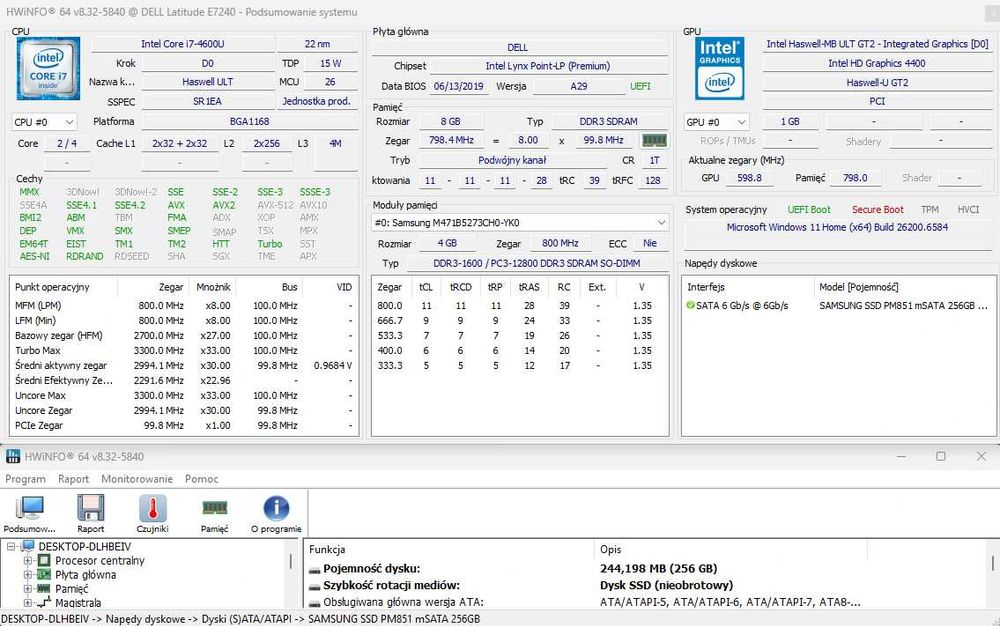 Dell Latitude 7240 | i7 | SSD 256GB | 8GB RAM | [Rezerwacja]