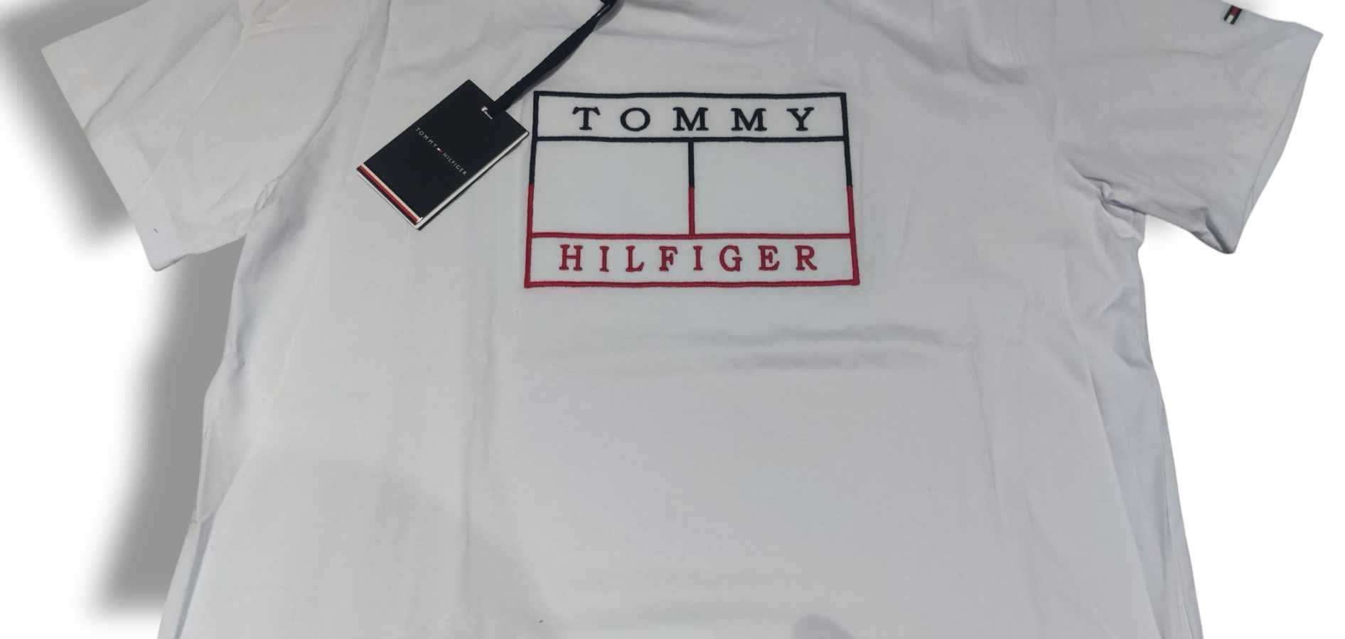 Nowy męski biały t-shirt koszulka Tommy Hilfiger rozmiar XL