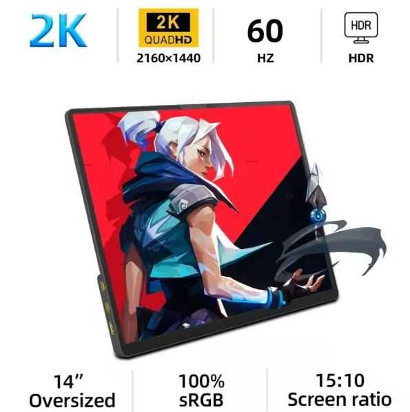 Monitor Portátil 2k (2160x1440) de 14" 60Hz