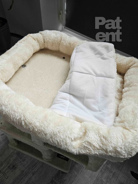 Drapak dla kota kompaktowy 67 cm beżowy domek słupek legowisko