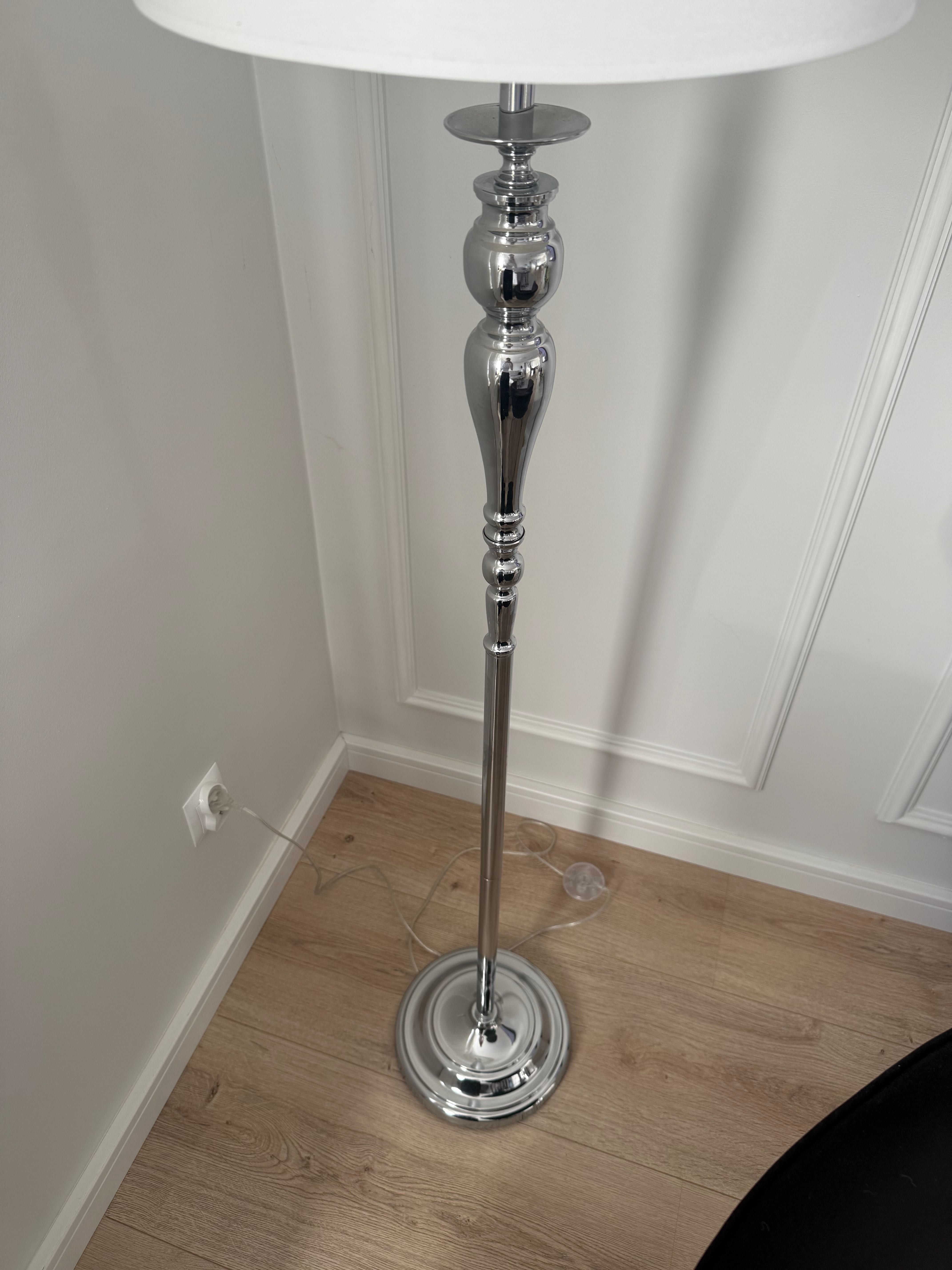 Lampa stojąca srebrna glamour