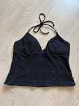 Crop top czarny czarna bluzka letnia 42 wiazana