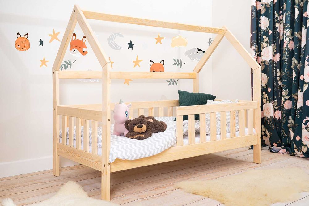 Łóżko dziecięce z barierkami domek Skandiland 140x70,160x80,180x80