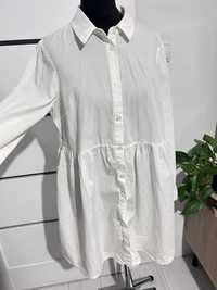 Sukienka biała koszula koszulowa oversize guziki mini elegancka M