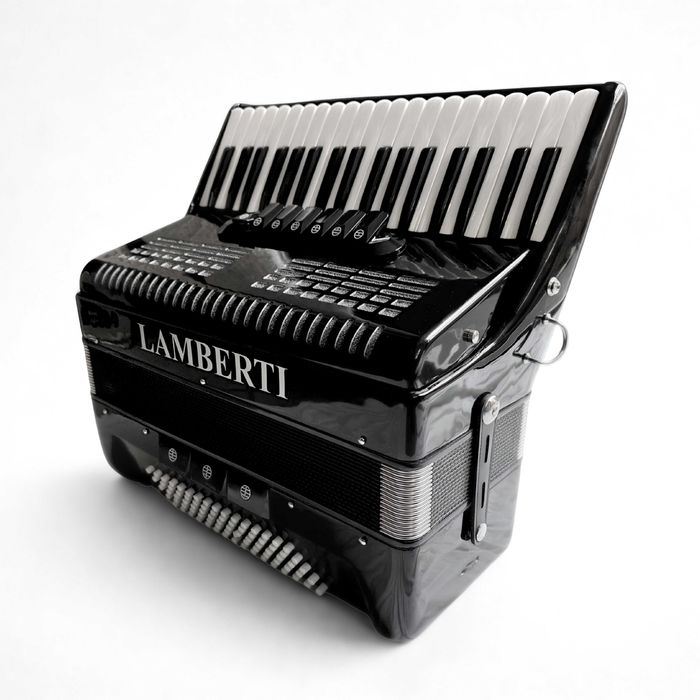 Akordeon klawiszowy Lamberti 80 basów czarny + pasy + pokrowiec / NOWY
