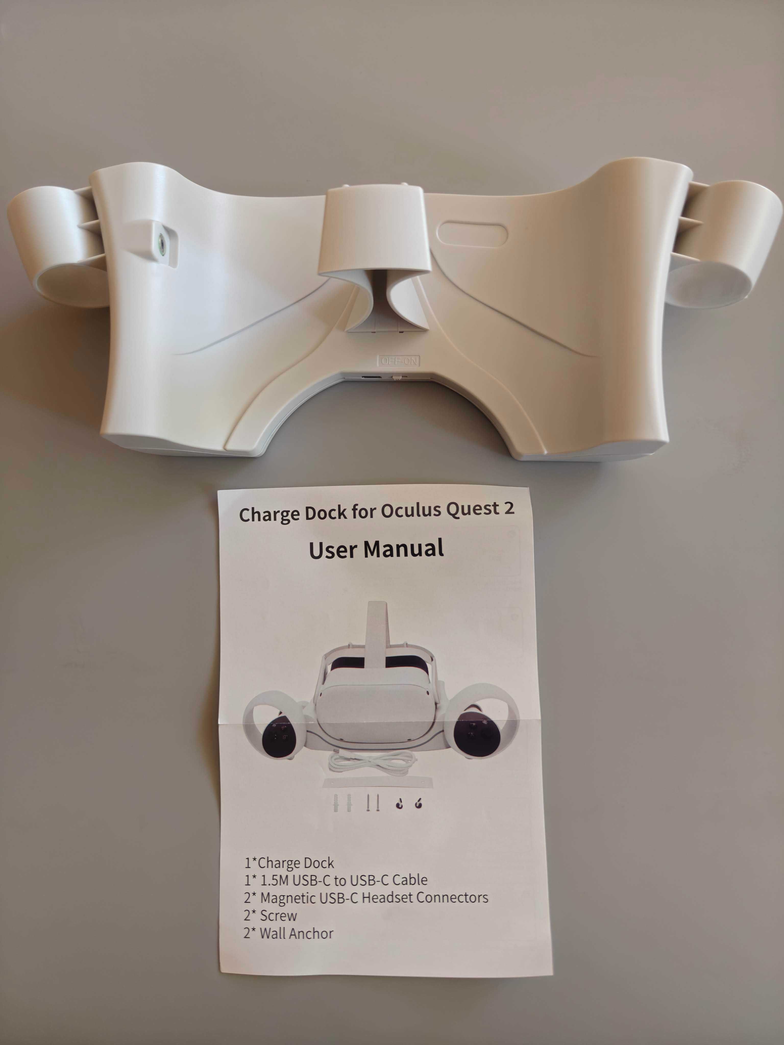 Vakdon Magnetyczna Stacja Ładująca USB do Oculus Quest 2