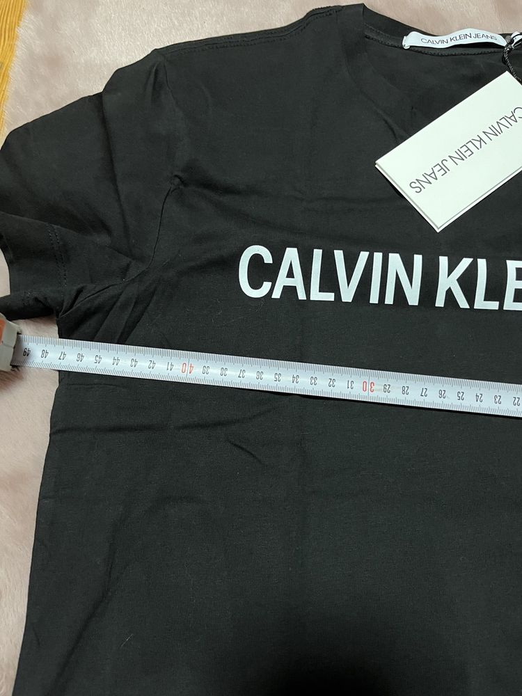 Calvin Klein CK t-shirt koszulka czarna z napisem nowa z metką r S