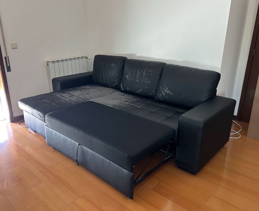 Sofa cama chaise longue preto