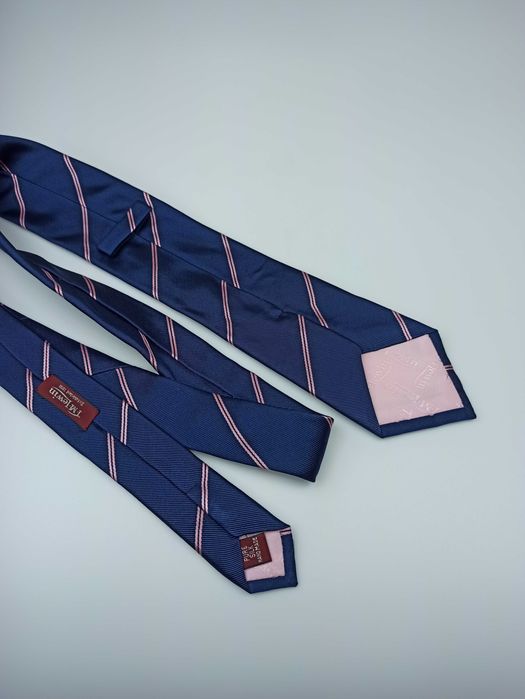 TM Lewin granatowy jedwabny krawat w paski klubowy wa03