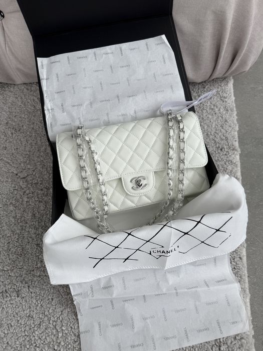 Сумка Chanel 2,55 шкіра | біла | срібна фурнітура