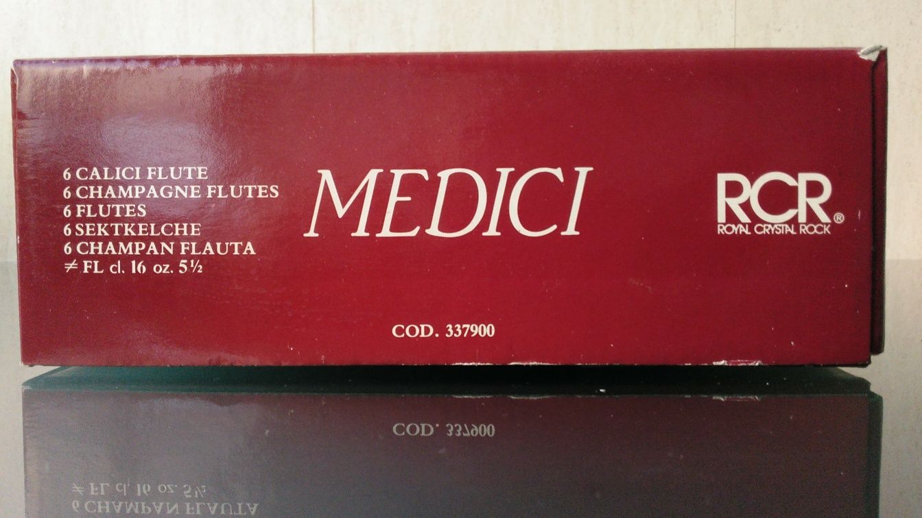 Conjunto de 6 Flutes Champanhe Royal Crystal Rock Linha Medici