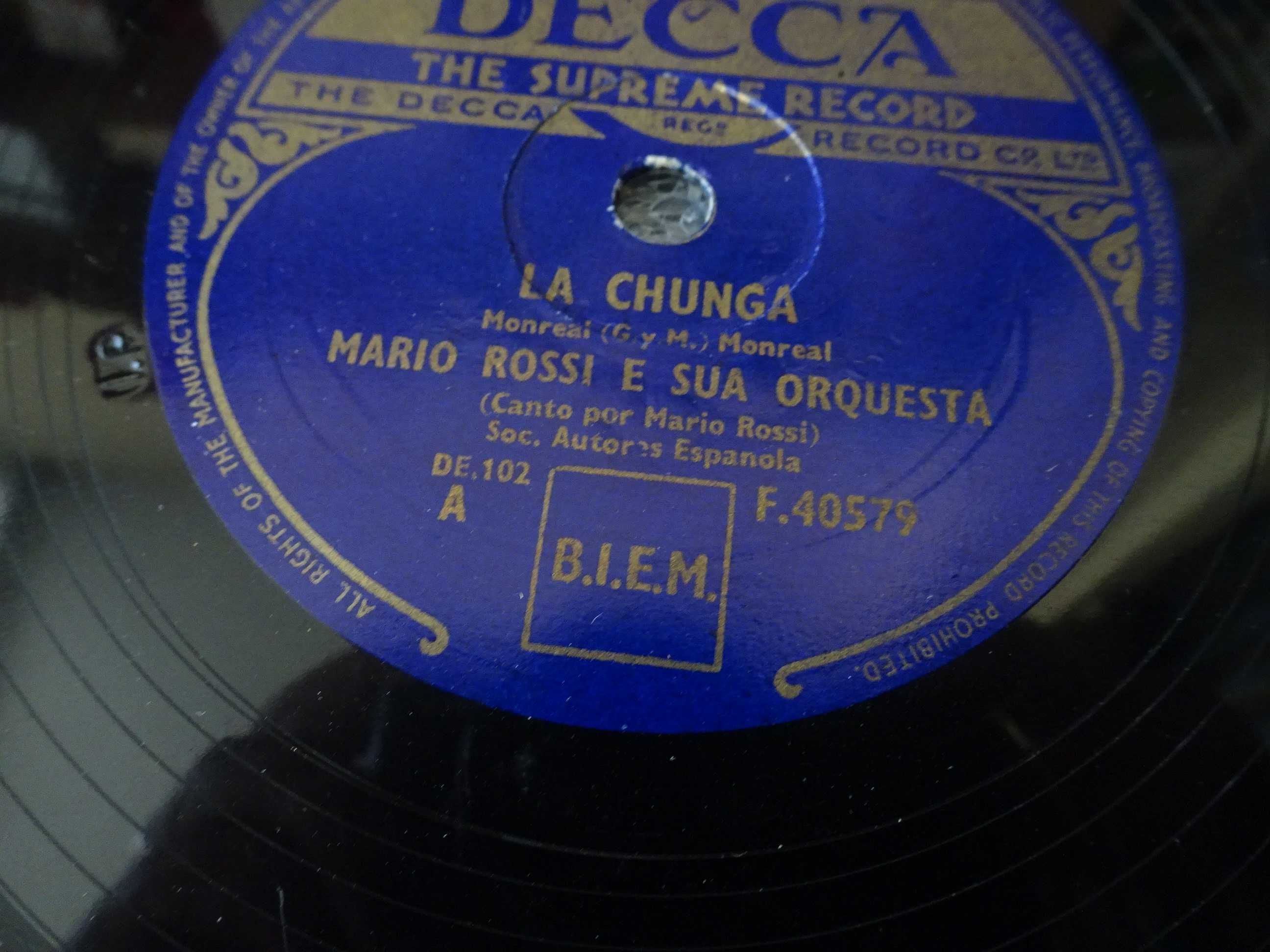 Disco grafonola Mario Rossi e sua orquestra - La Chunga / Cale Cale