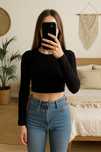 Czarny crop top z długim rękawem H&M krótka bluzka