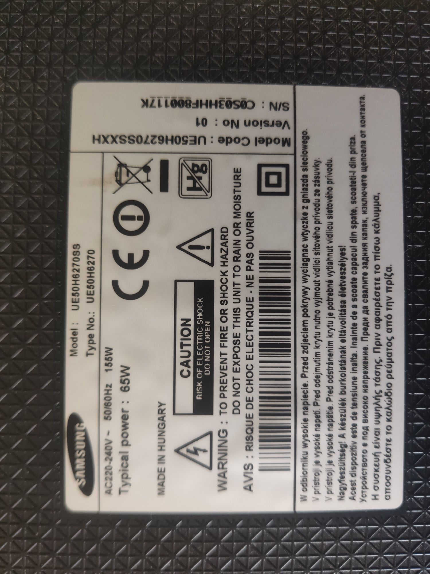 Telewizor Smart TV Samsung 50 cali uszkodzony