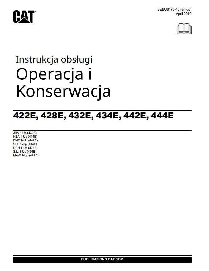 Instrukcja obsługi Caterpillar CAT 422 E, 428 E, 432 E, 434 E, PL