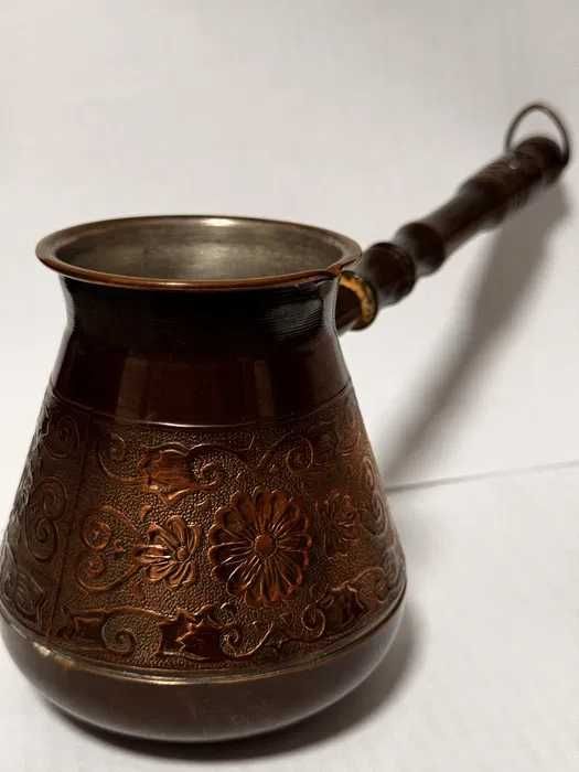 Турка джезва СлавМідь мідна Візерунок 330 мл коричнева