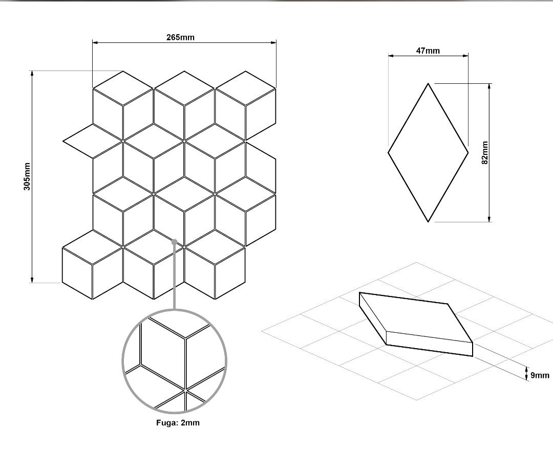 Mozaika ceramiczna diamond ROMB parma
