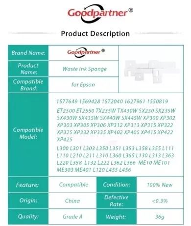 Поглотитель чернил памперс абсорбер Epson L SX TX CX TX PX XP