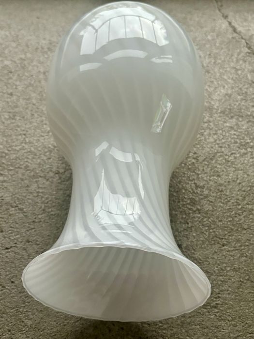 Wielki Piękny Biały Wazon Murano Swirl Venini Unikat Włochy 1970 Mega