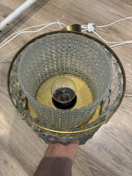 Hans Agne Jakobsson design żyrandol kryształ mosiądz vintage lata 60