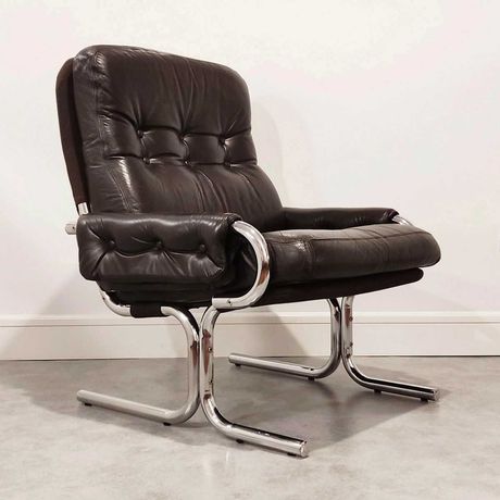 Fotel skórzany w stylu vintage / Dania l 70