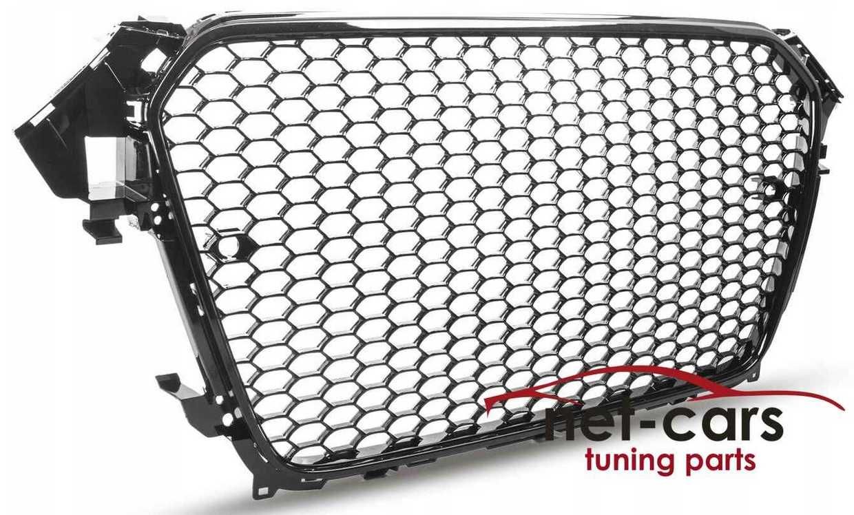 Grill + kratki ramki halogen AUDI A4 B8 11- wzór RS z PDC czarny połys