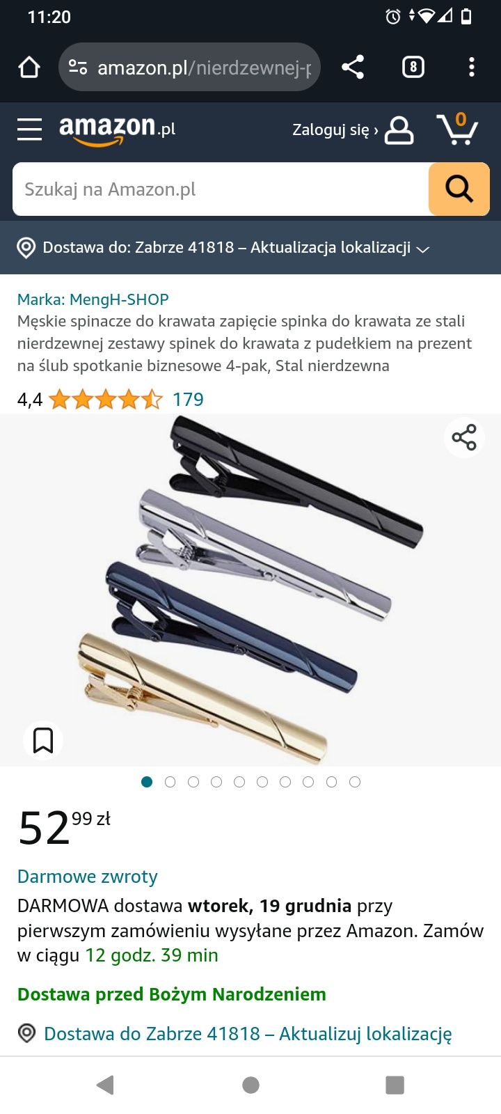 Spinacze do krawata Amazon nowe