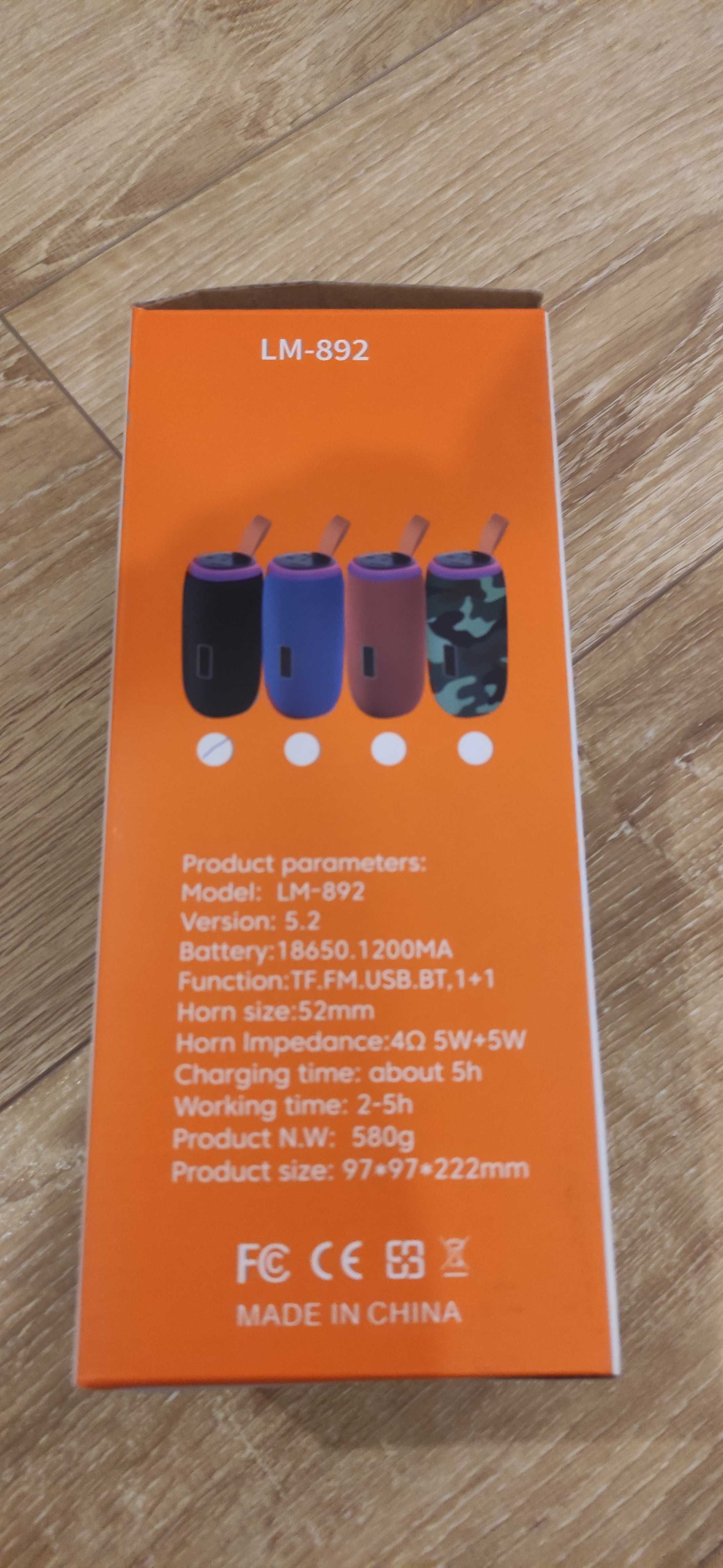 Głośnik Bluetooth 5.2 LM-892 2x5W USB microSD AUX czarny RGB LED