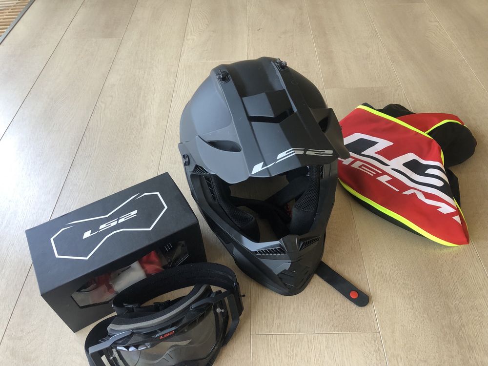 Kask + gogle LS2 MX437  MATT BLACK XL