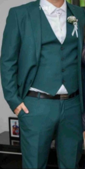Garnitur męski butelkowa zieleń