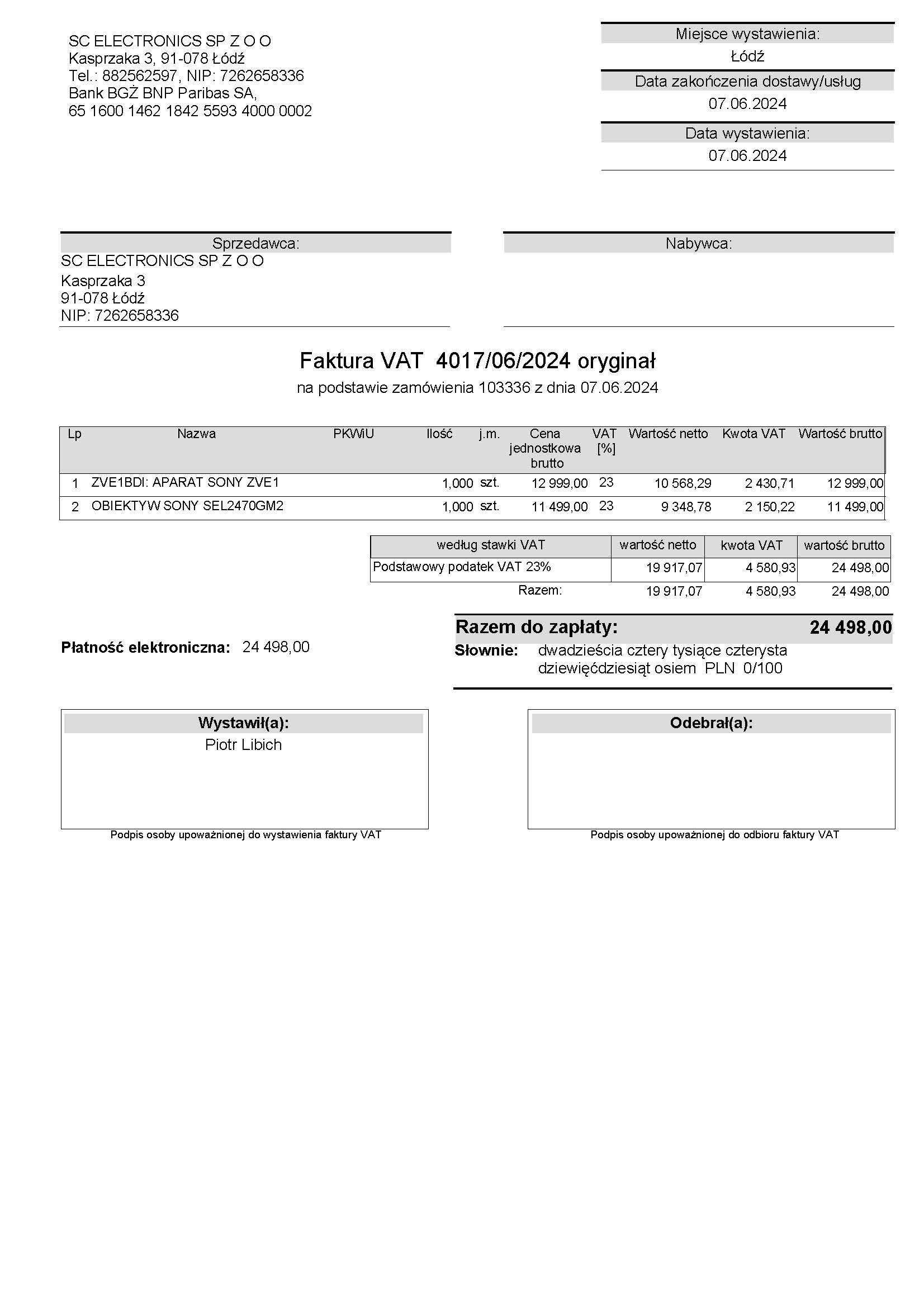 Sony ZV-E1, Gwar. do 06-2026, F-ra VAT. Jak nowy