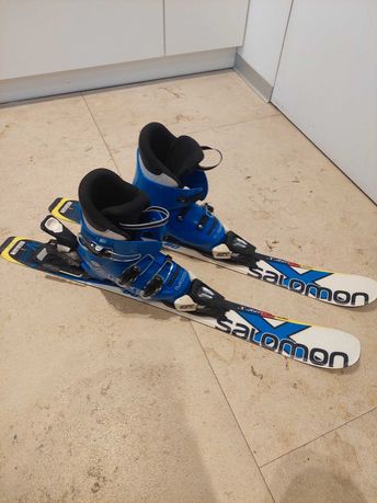 Narty dla dziecka Salomon 80 cm buty narciarskie Lange 19.5