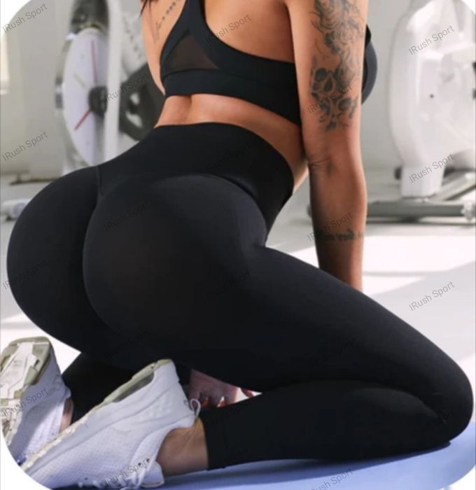 Спортивні чорні легінси лосіни пуш ап XS, S, M, L