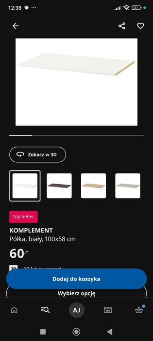 Półka półki komplement Ikea pax