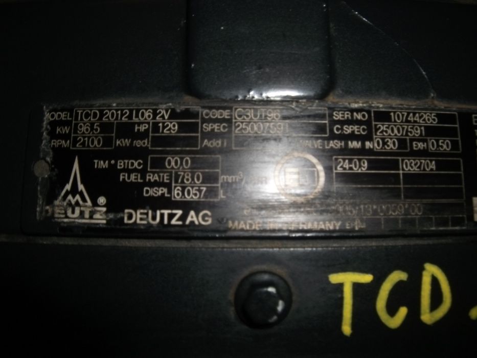 Deutz Fahr,Same --silnik TCD2012 L06 2V,wał,blok,misa,tłok,korbowód--