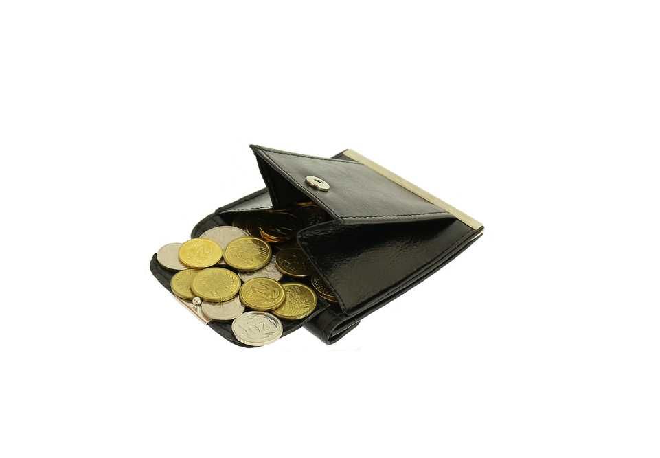 Skórzana banknotówko - bilonówka skórzany portfelik z okuciem brązowy