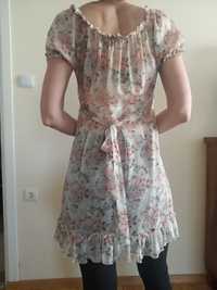 Bluzka tunika sukienka mini mgiełka kwiaty róże Orsay