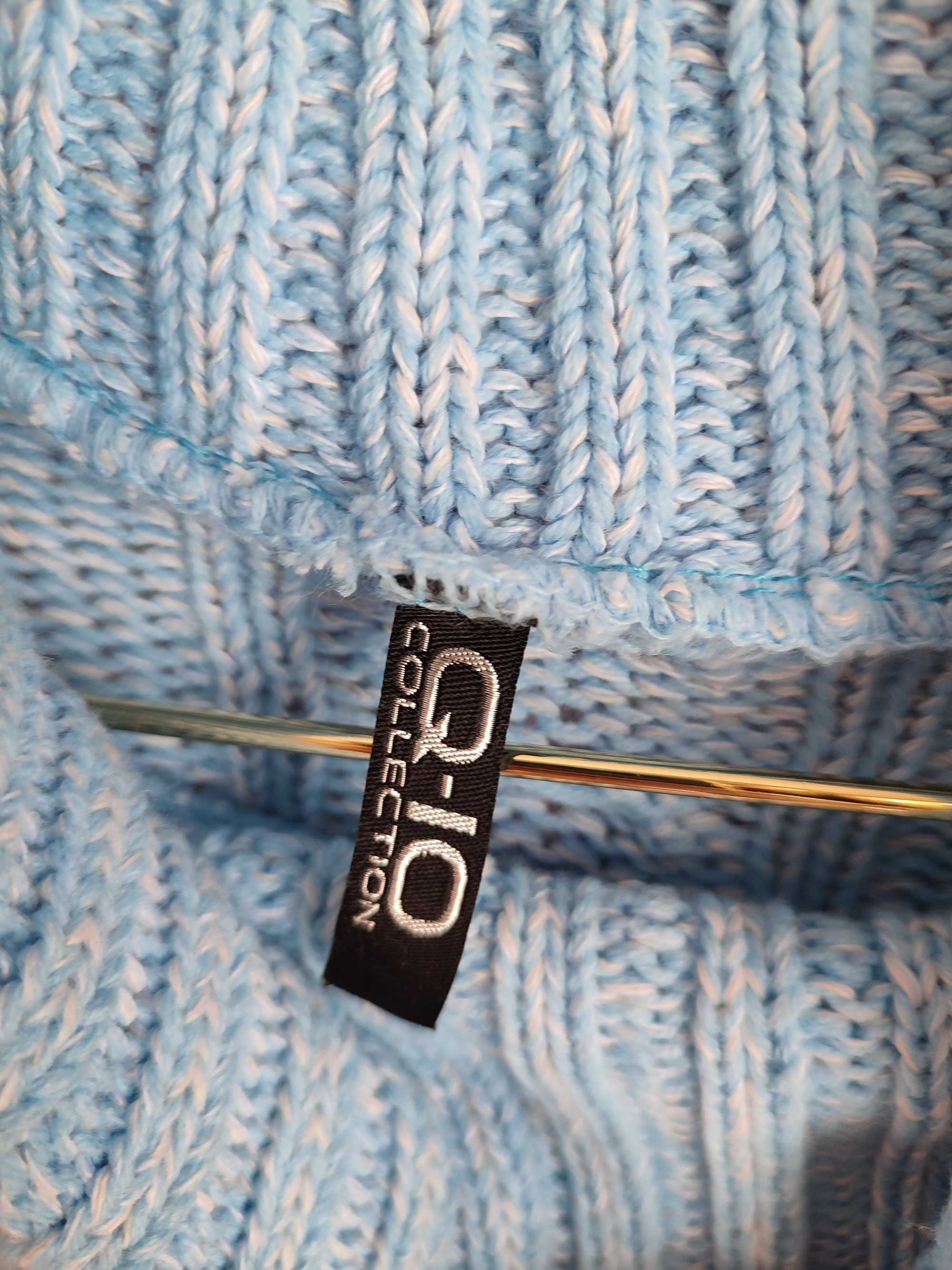 Sweterek sweter golf błękitny warkocz splot cropp top