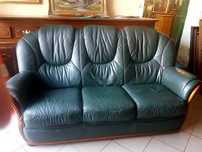 Komplet wypoczynkowy skórzany | sofa 3-osobowa 180 cm + 2 fotele
