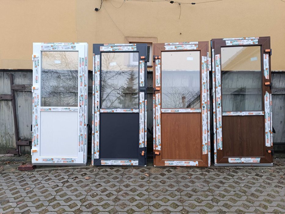 Drzwi PCV białe złoty dąb antracyt